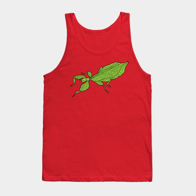 Cute green leaf insect cartoon illustration Tank Top by Cartoons of fun